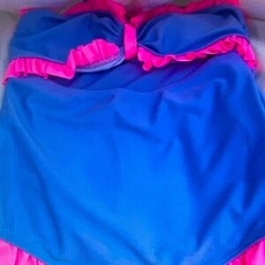 Blue and Pink Ruffle Swimsuit
